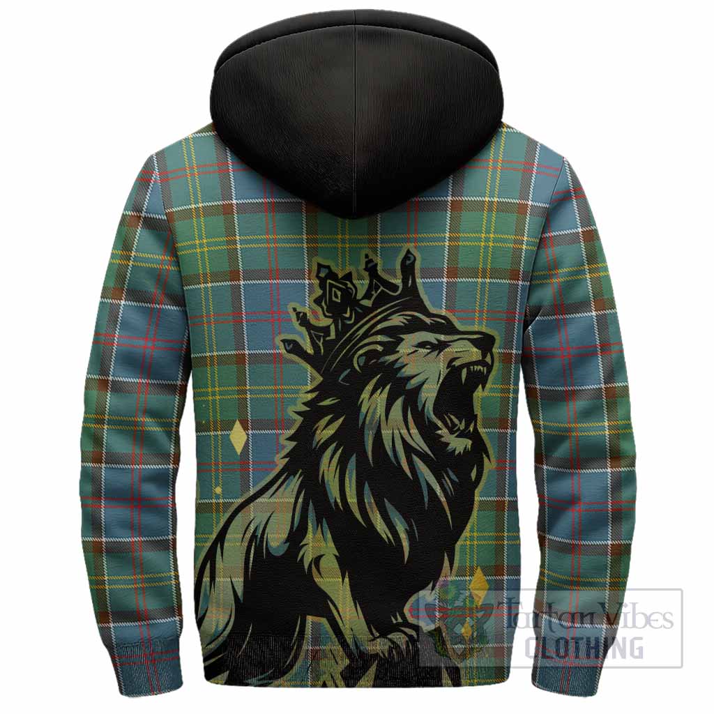 Colville Tartan Family Crest Sherpa Hoodie Crowned Lion Roaring