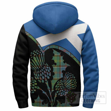 Colville Tartan Family Crest Sherpa Hoodie Scotland Thistle Floral Flag Style
