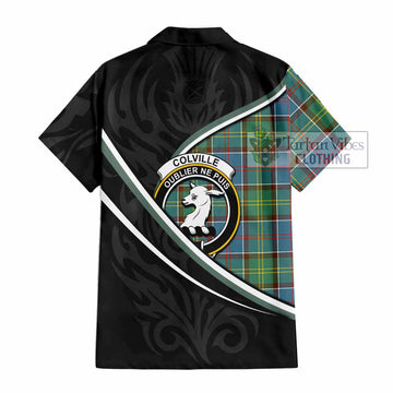 Colville Tartan Family Crest Hawaiian Shirt Celtic Scottish Thistle Floral