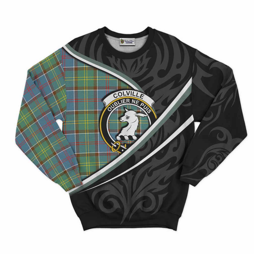 Colville Tartan Family Crest Sweatshirt Celtic Scottish Thistle Floral - Tartan Vibes Clothing