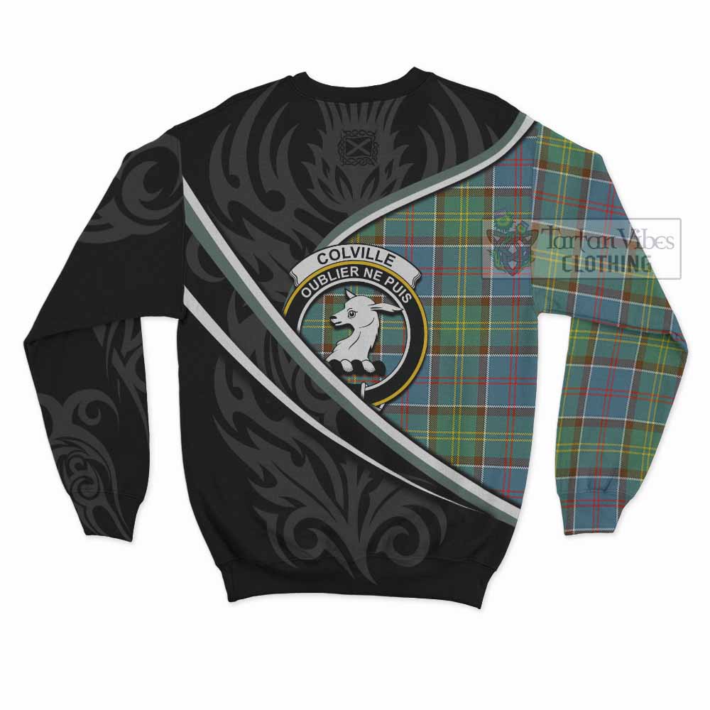 Colville Tartan Family Crest Sweatshirt Celtic Scottish Thistle Floral - Tartan Vibes Clothing