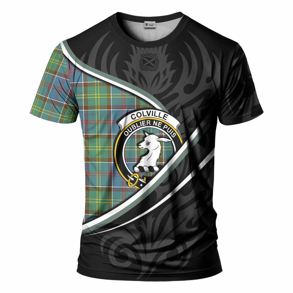 Colville Tartan Family Crest T-shirt Celtic Scottish Thistle Floral - Tartan Vibes Clothing