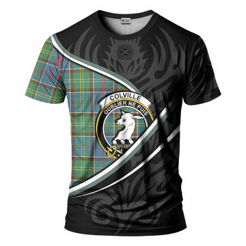 Colville Tartan Family Crest T-shirt Celtic Scottish Thistle Floral