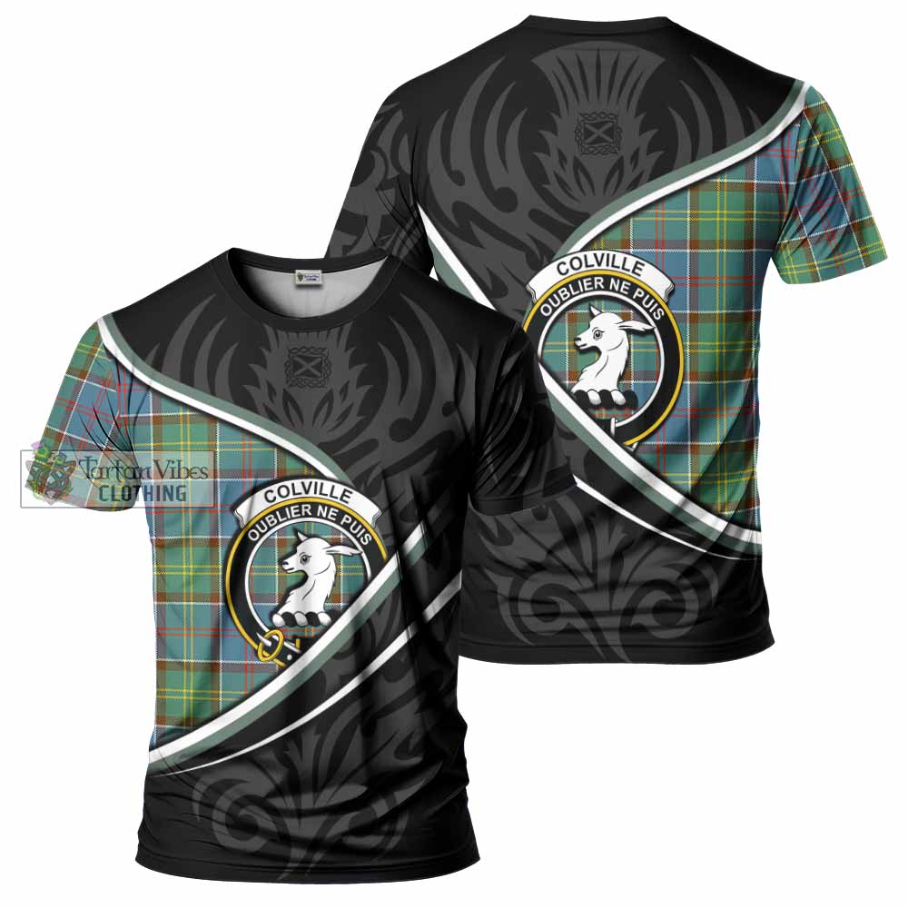 Colville Tartan Family Crest T-shirt Celtic Scottish Thistle Floral - Tartan Vibes Clothing