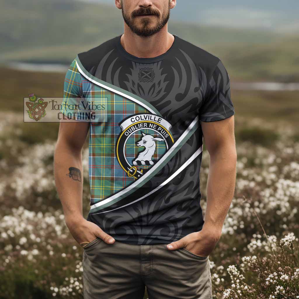 Colville Tartan Family Crest T-shirt Celtic Scottish Thistle Floral - Tartan Vibes Clothing