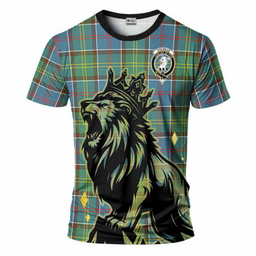 Colville Tartan Family Crest T-Shirt Crowned Lion Roaring