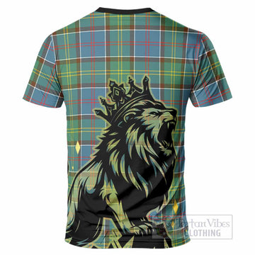 Colville Tartan Family Crest T-Shirt Crowned Lion Roaring