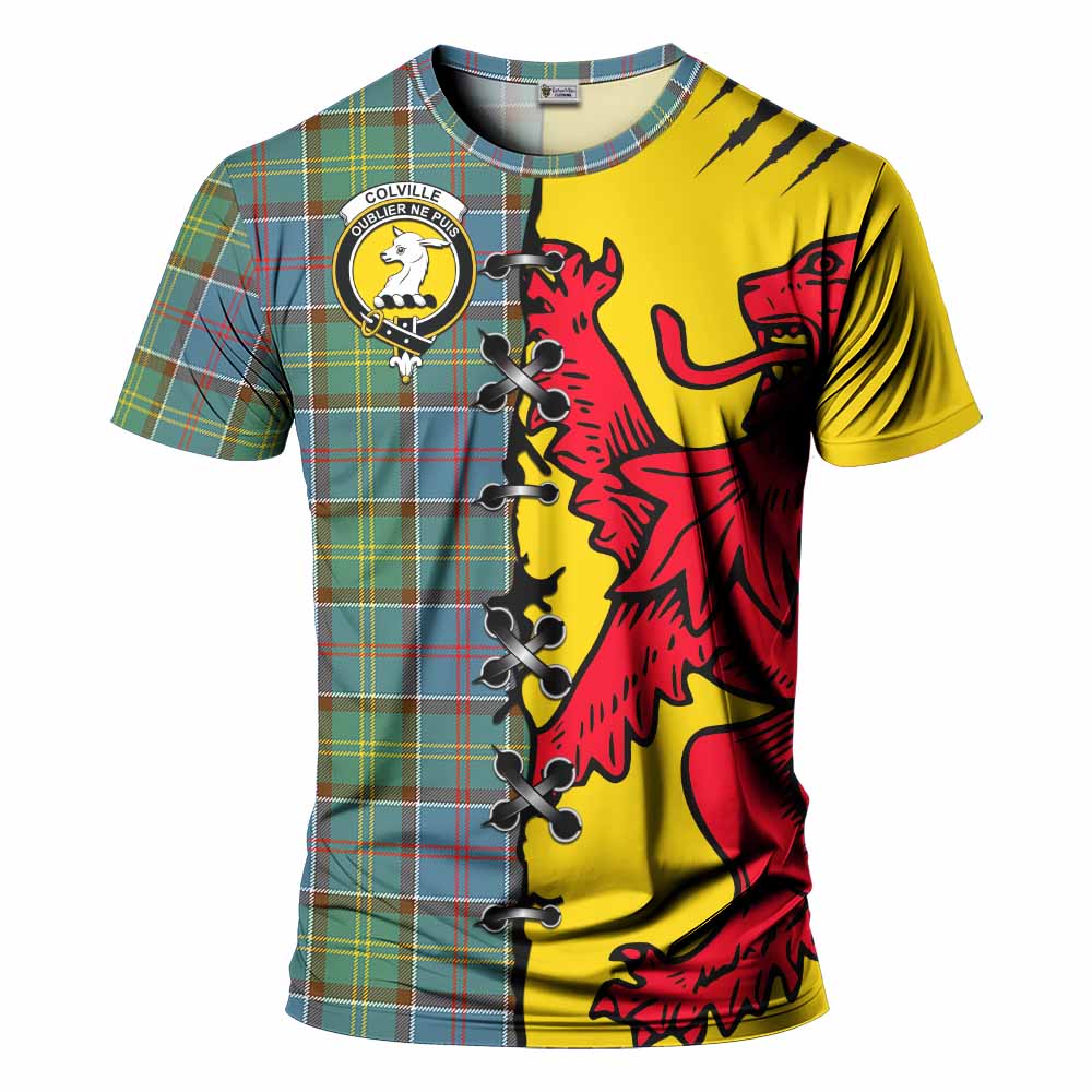 Colville Tartan Family Crest T-shirt Lion Rampant Honor - Tartan Vibes Clothing