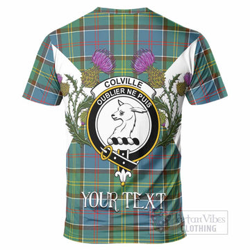 Colville Tartan Family Crest T-Shirt Scottish Burns Night Thistle Floral