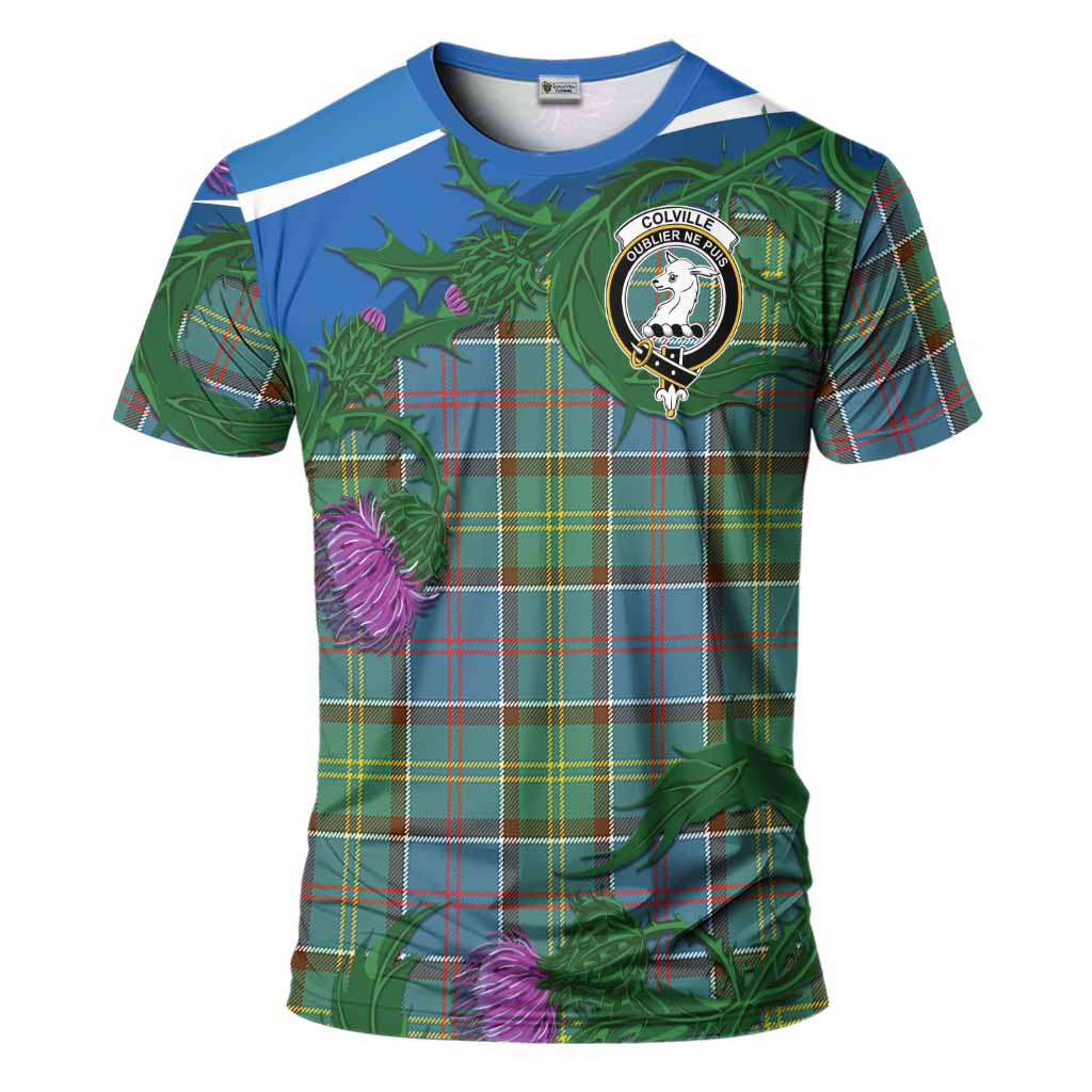 Colville Tartan Family Crest T-Shirt Thistle in Minimalism