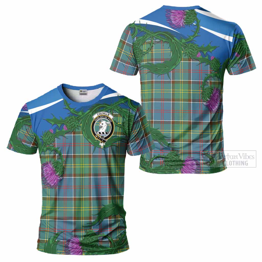 Colville Tartan Family Crest T-Shirt Thistle in Minimalism