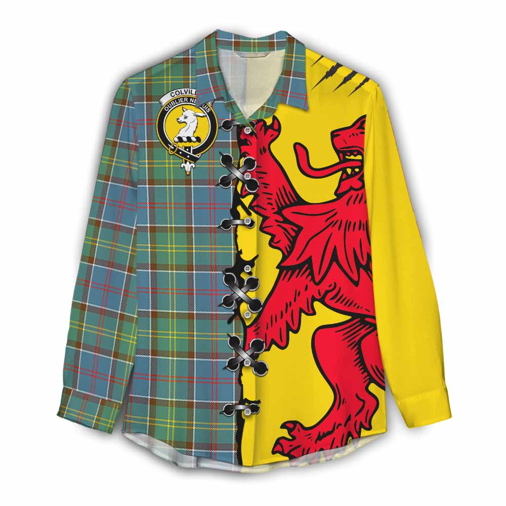 Colville Tartan Family Crest Women Casual Shirt Lion Rampant Honor - Tartan Vibes Clothing
