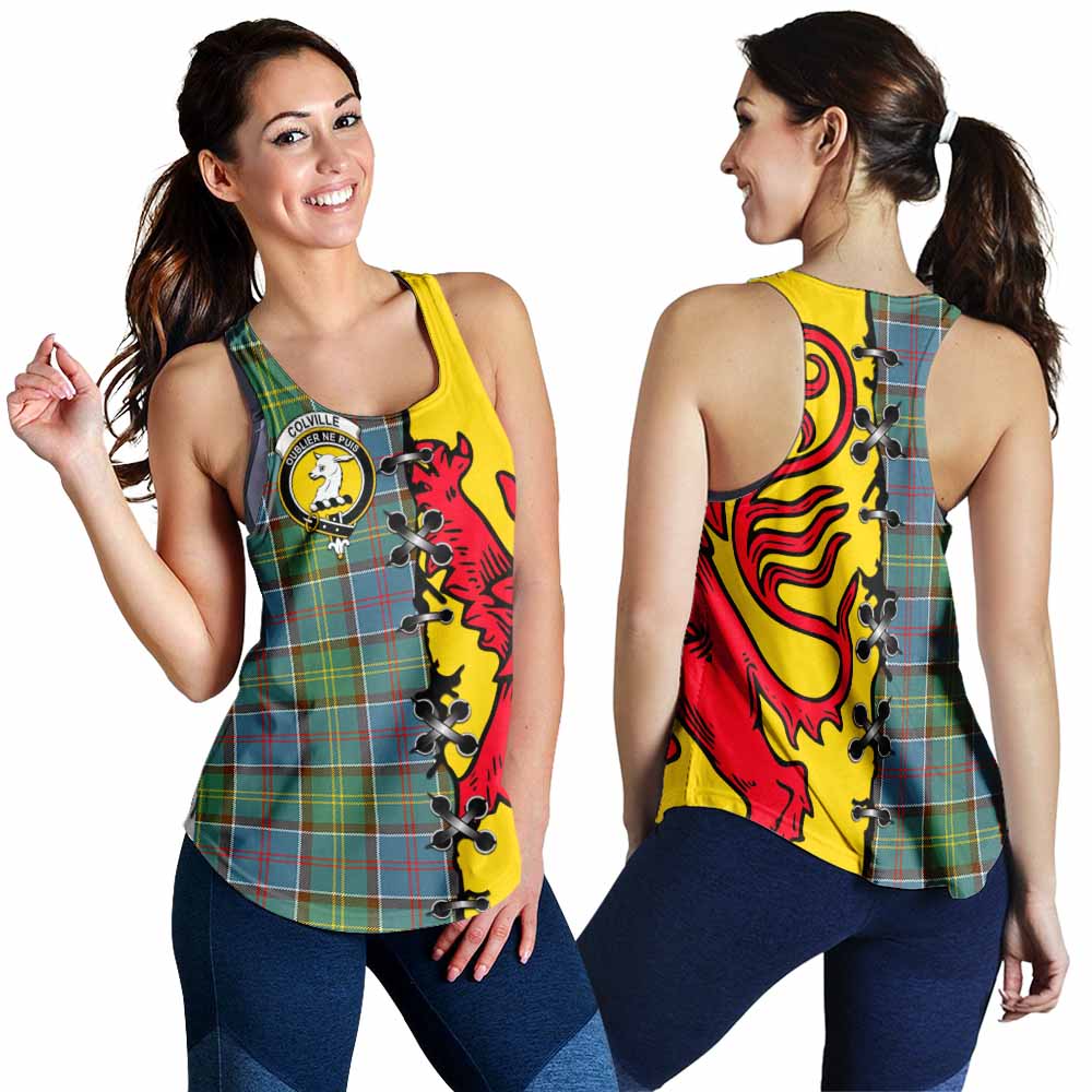 Colville Tartan Family Crest Women Racerback Tanks Lion Rampant Honor - Tartan Vibes Clothing