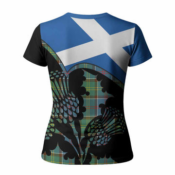 Colville Tartan Family Crest Women T shirt Scotland Thistle Floral Flag Style