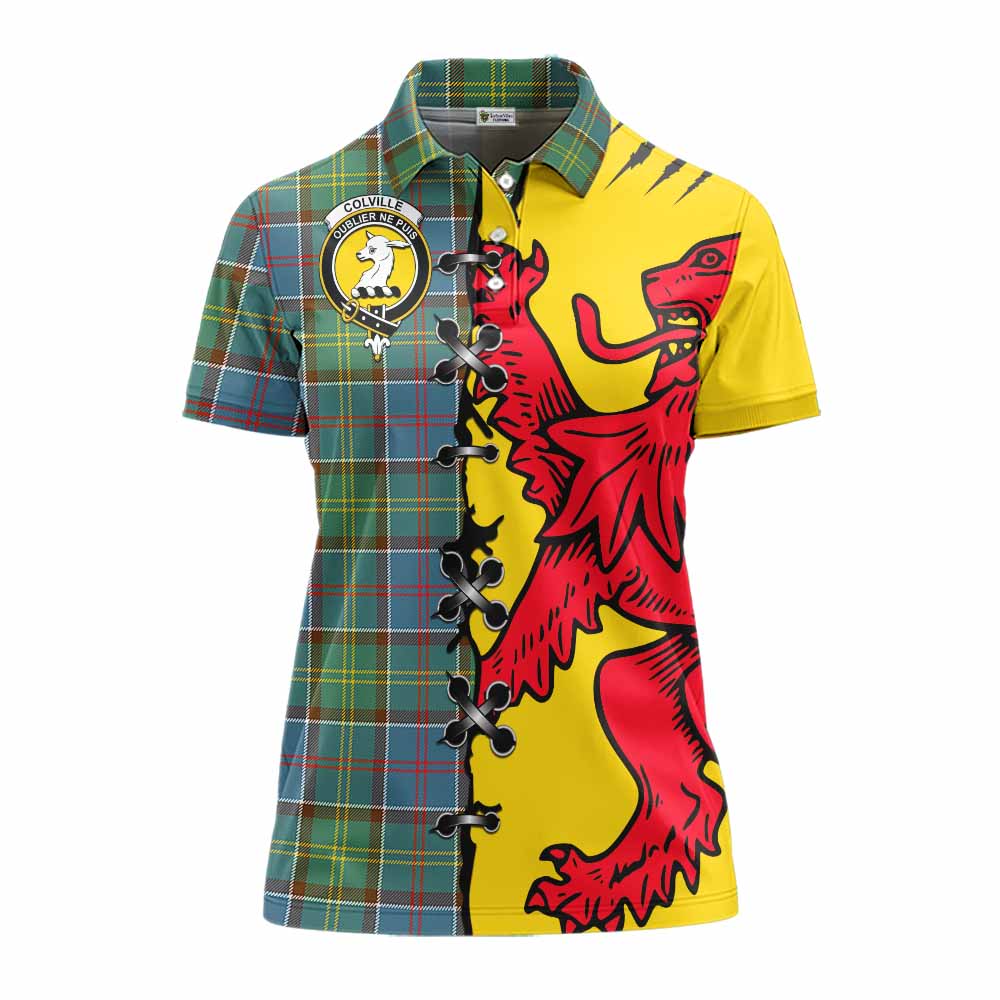 Colville Tartan Family Crest Women's Polo Shirt Lion Rampant Honor - Tartan Vibes Clothing