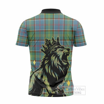 Colville Tartan Family Crest Zipper Polo Shirt Crowned Lion Roaring