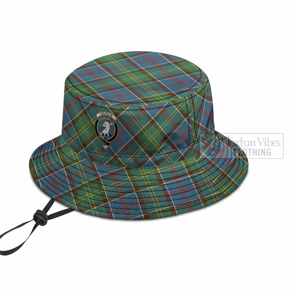 Colville Tartan Fishing Hat with Family Crest