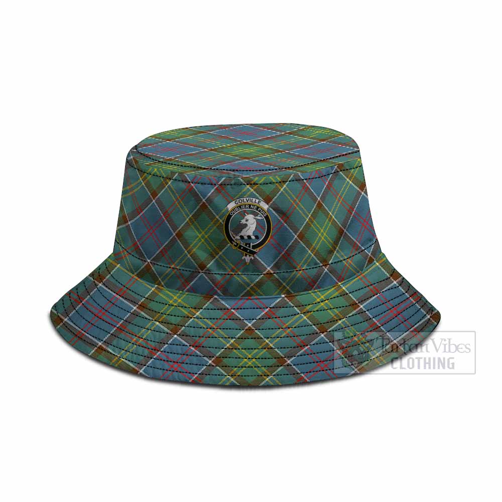 Colville Tartan Fishing Hat with Family Crest