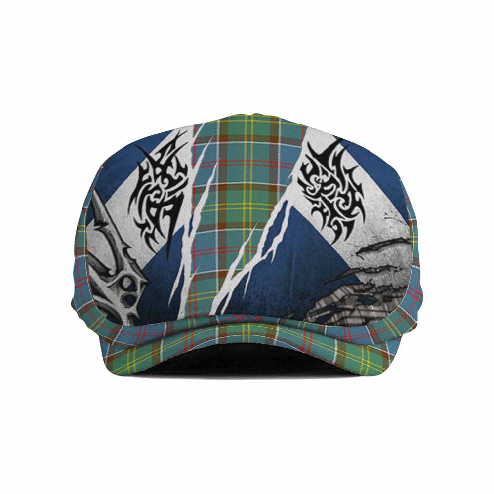 Colville Tartan Flat Cap, Jeff Cap Scotland Flag Ripped Tribal Design