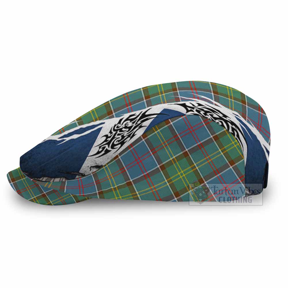 Colville Tartan Flat Cap, Jeff Cap Scotland Flag Ripped Tribal Design