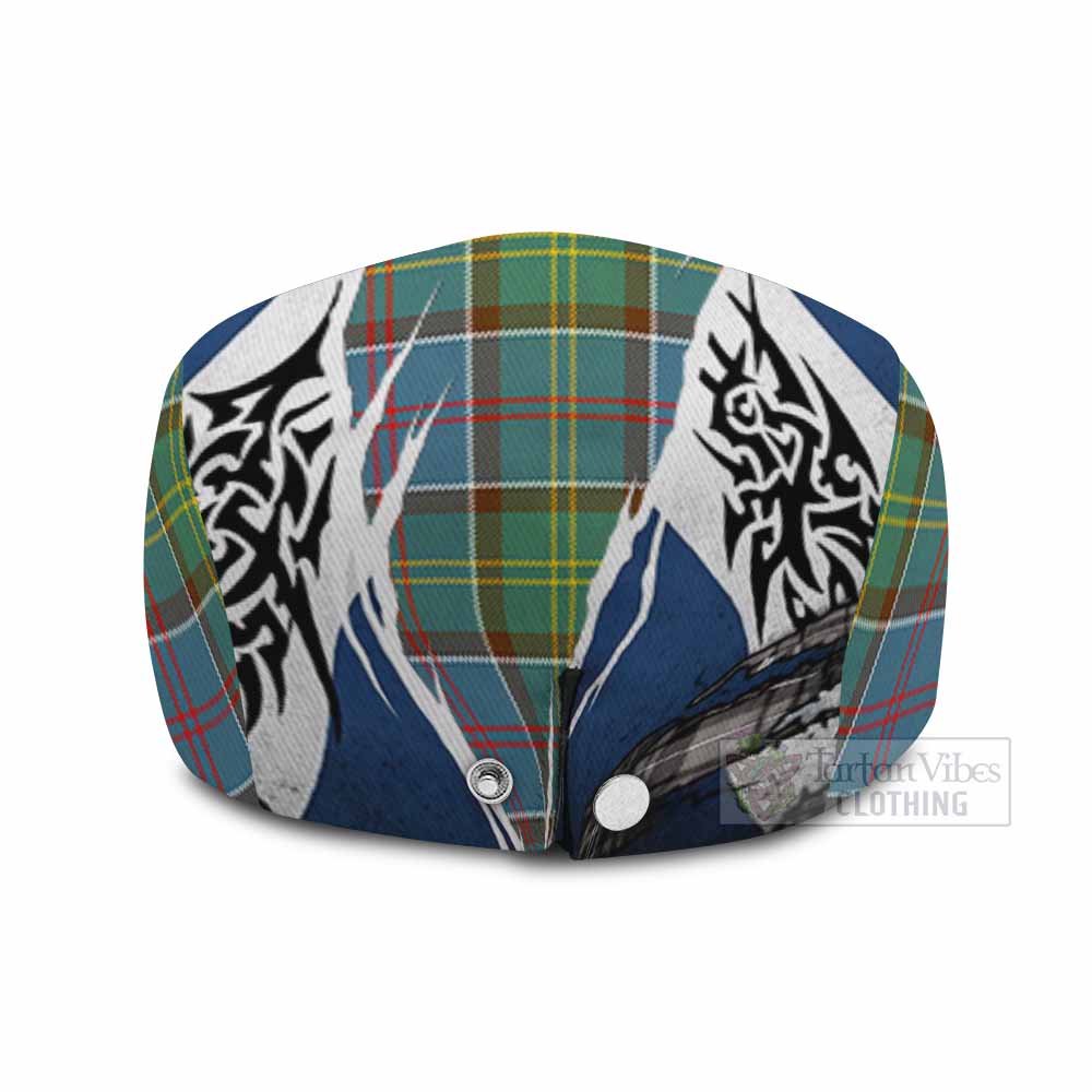Colville Tartan Flat Cap, Jeff Cap Scotland Flag Ripped Tribal Design