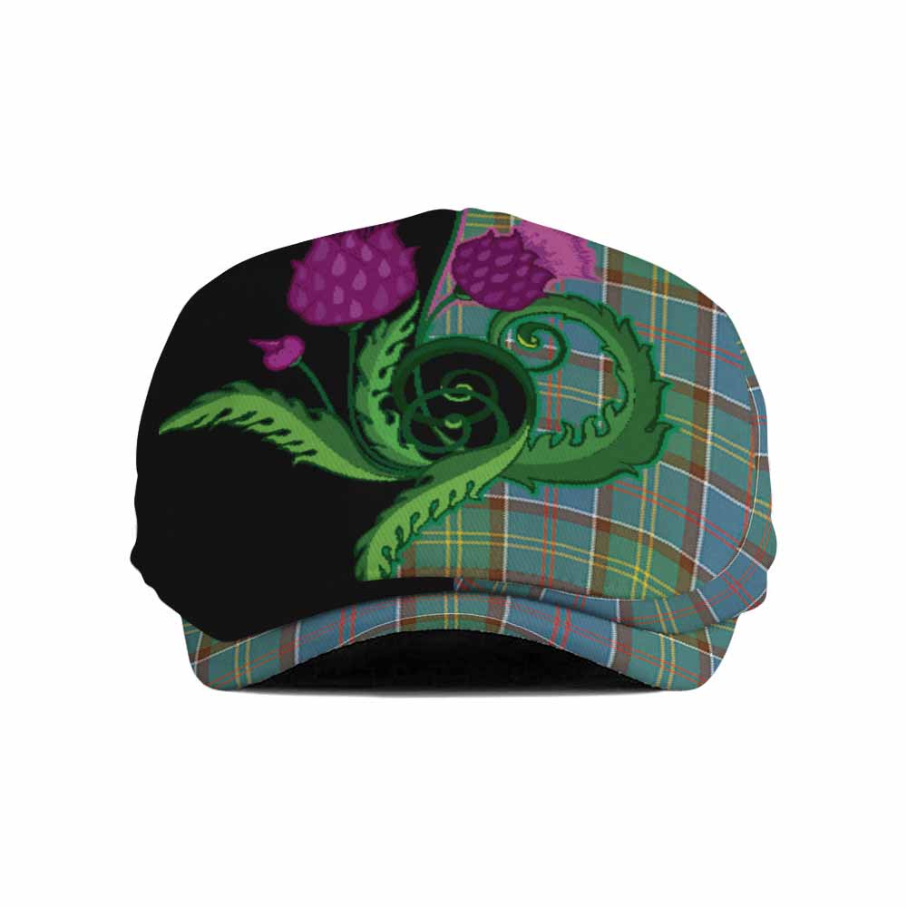 Colville Tartan Flat Cap, Jeff Cap Traditional Scottish Thistle