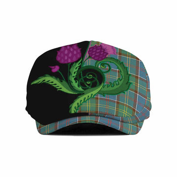 Colville Tartan Flat Cap, Jeff Cap Traditional Scottish Thistle