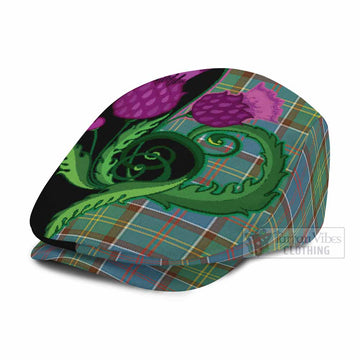 Colville Tartan Flat Cap, Jeff Cap Traditional Scottish Thistle