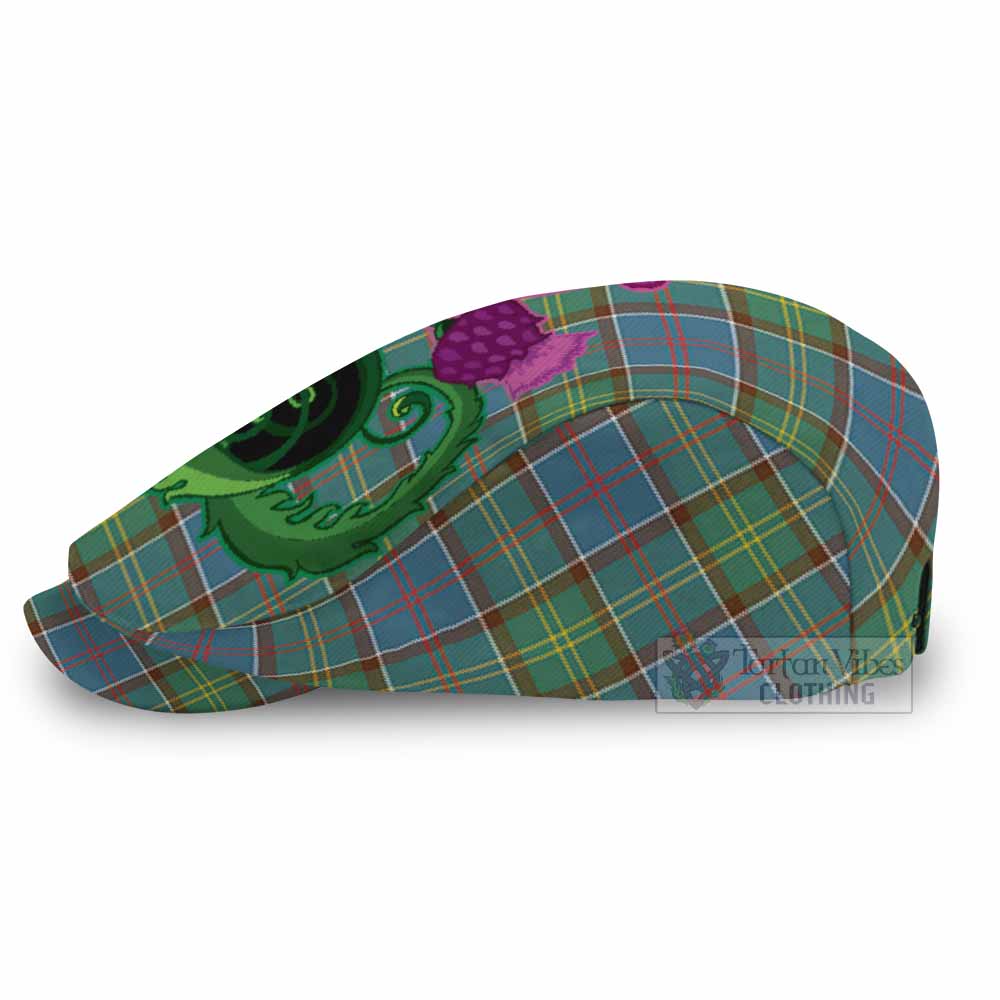 Colville Tartan Flat Cap, Jeff Cap Traditional Scottish Thistle