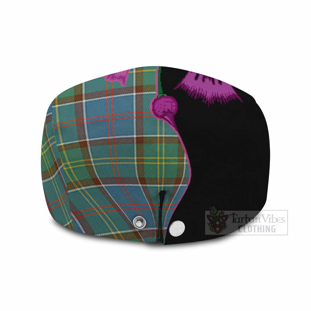 Colville Tartan Flat Cap, Jeff Cap Traditional Scottish Thistle