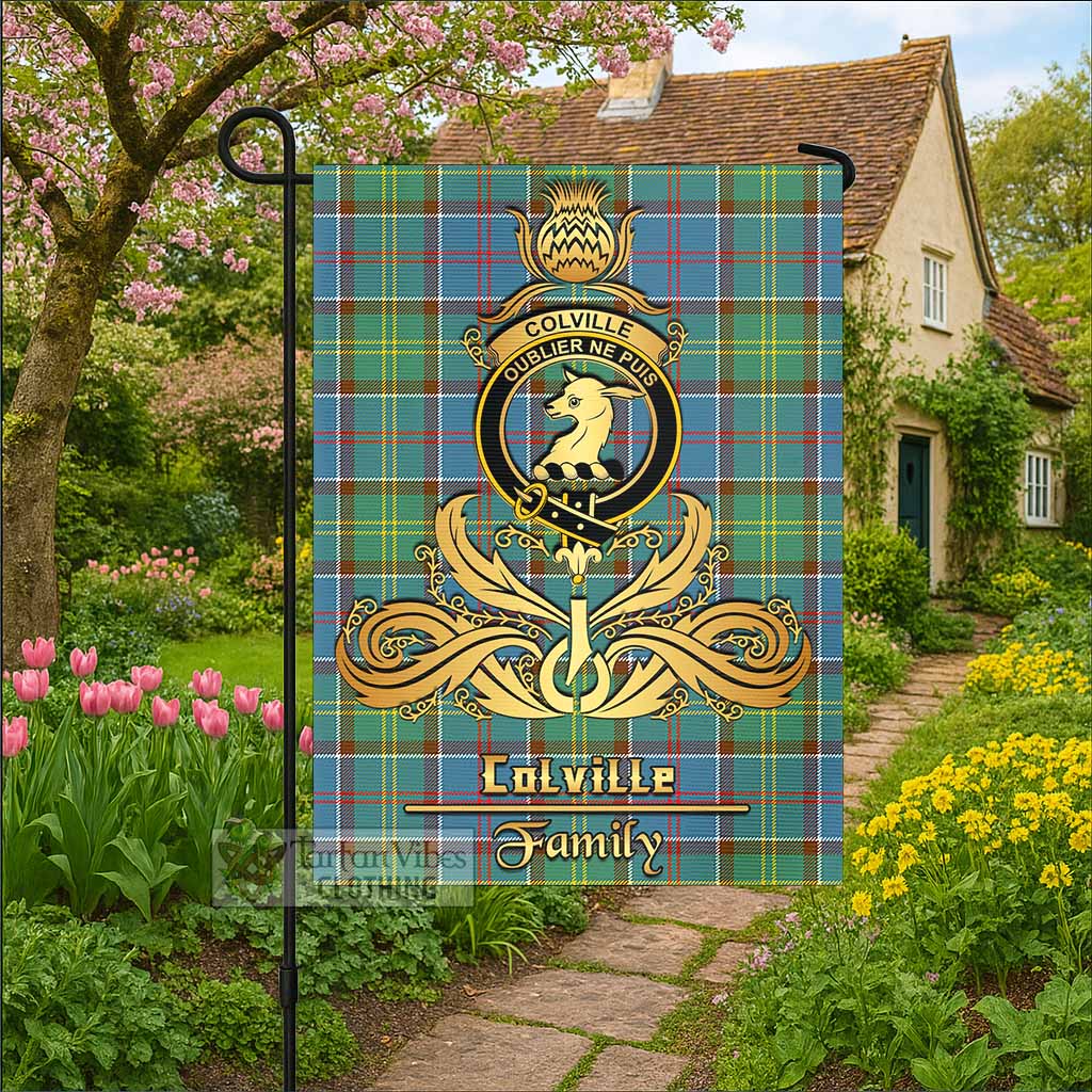 Colville Tartan Garden Flag with Highland Thistle Cherish Family Crest Style - Tartan Vibes Clothing