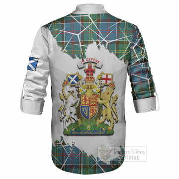 Colville Tartan Ghillie Shirt with Family Crest and Lion Rampant Grunge Style