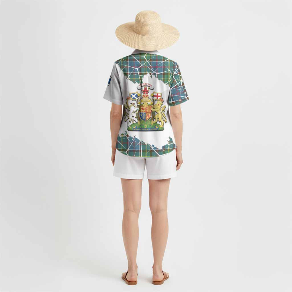 Colville Tartan Hawaiian Shirt with Family Crest and Lion Rampant Grunge Style