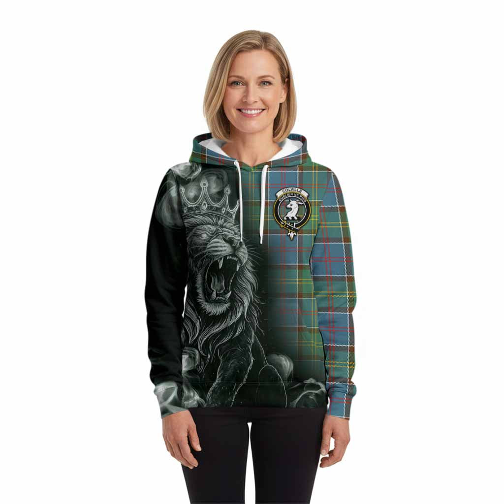 Colville Tartan Hoodie Roaring Lion Heritage