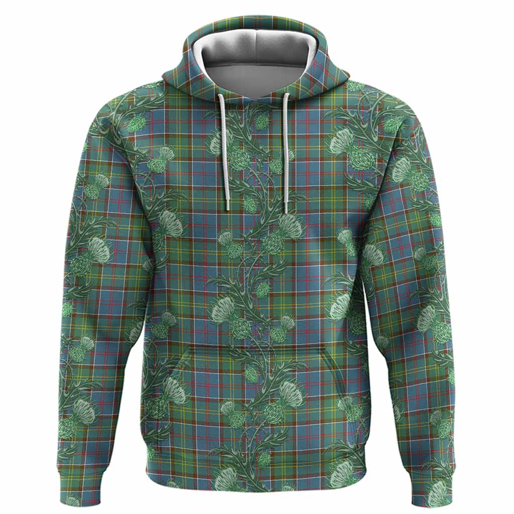 Colville Tartan Hoodie Seamless Scottish Thistle Flowers