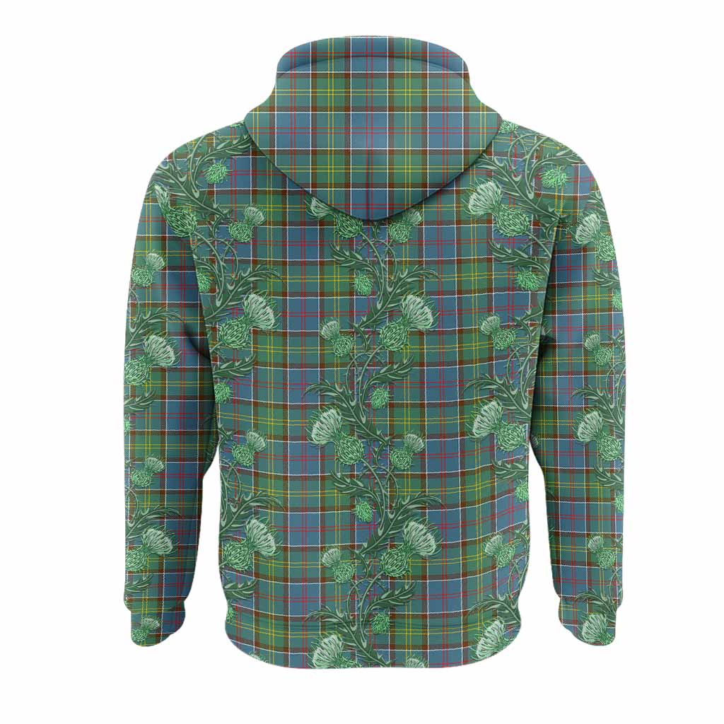 Colville Tartan Hoodie Seamless Scottish Thistle Flowers