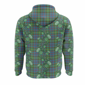 Colville Tartan Hoodie Seamless Scottish Thistle Flowers