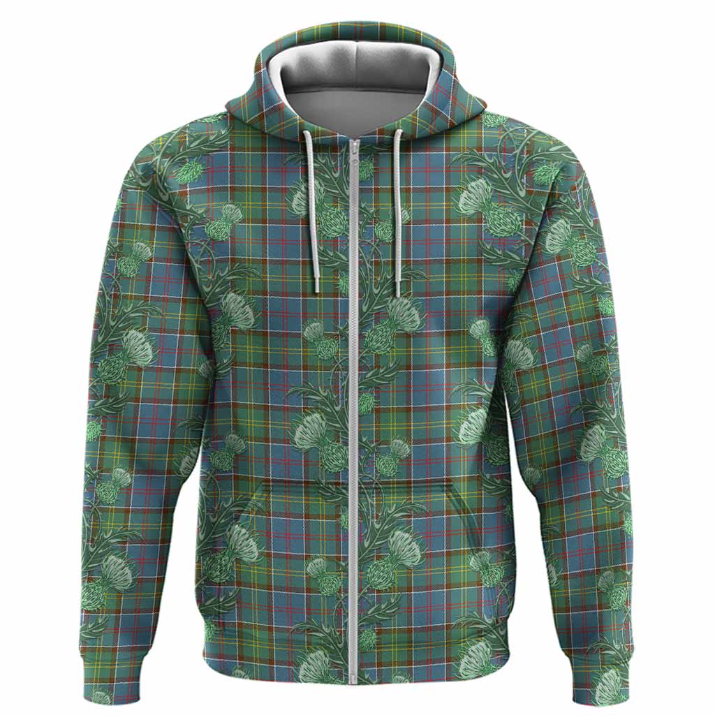 Colville Tartan Hoodie Seamless Scottish Thistle Flowers