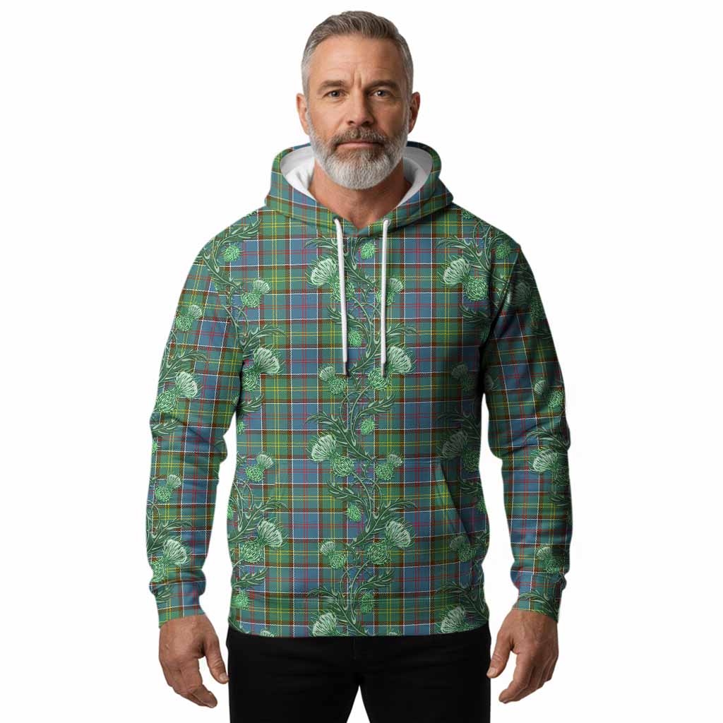 Colville Tartan Hoodie Seamless Scottish Thistle Flowers