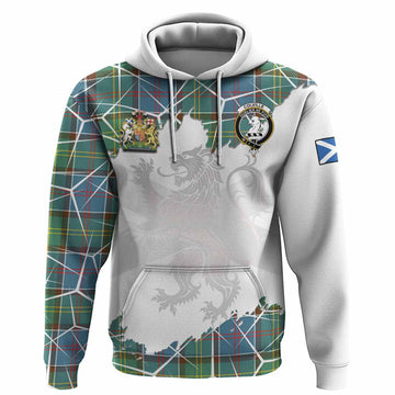 Colville Tartan Hoodie with Family Crest and Lion Rampant Grunge Style
