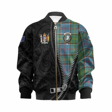 Colville Tartan Kid Bomber Jacket New Zealand Pattern Unique Zipper Stylized