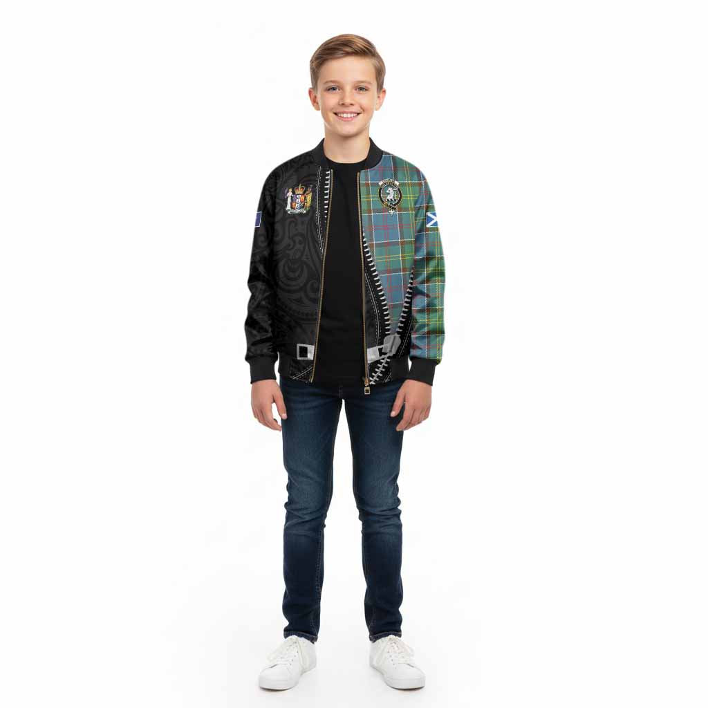 Colville Tartan Kid Bomber Jacket New Zealand Pattern Unique Zipper Stylized