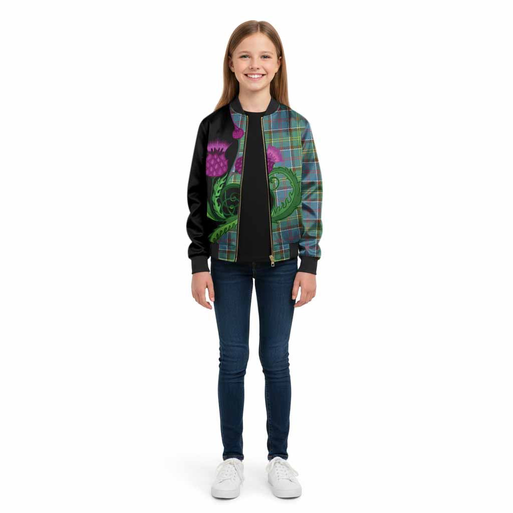 Colville Tartan Kid Bomber Jacket Traditional Scottish Thistle