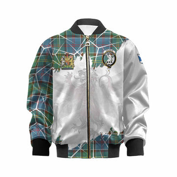 Colville Tartan Kid Bomber Jacket with Family Crest and Lion Rampant Grunge Style