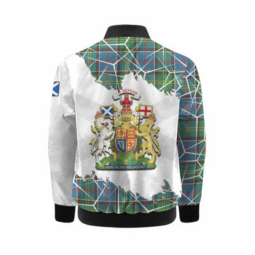 Colville Tartan Kid Bomber Jacket with Family Crest and Lion Rampant Grunge Style