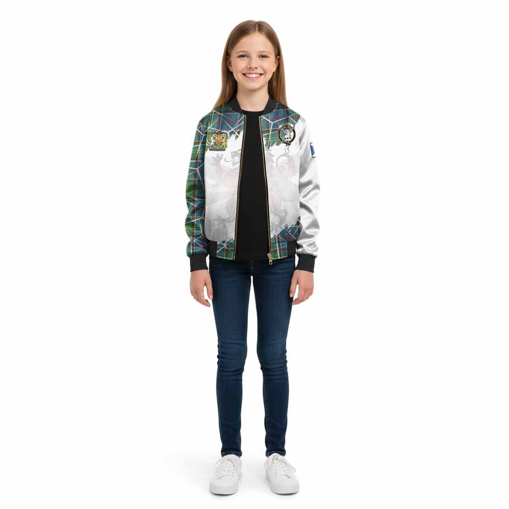 Colville Tartan Kid Bomber Jacket with Family Crest and Lion Rampant Grunge Style