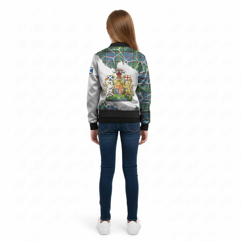Colville Tartan Kid Bomber Jacket with Family Crest and Lion Rampant Grunge Style
