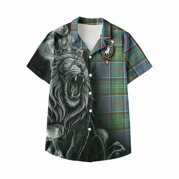 Colville Tartan Kid Hawaiian Shirt Roaring Lion Heritage