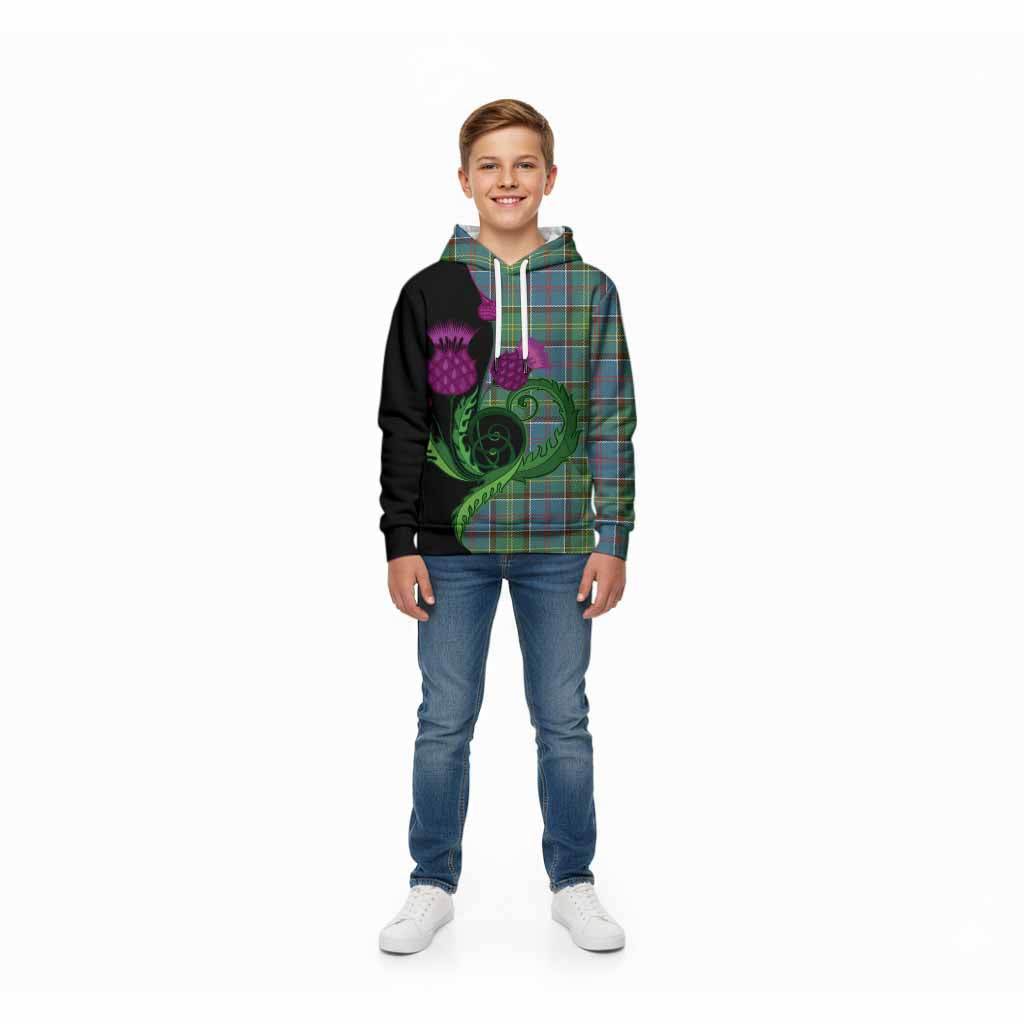 Colville Tartan Kid Hoodie Traditional Scottish Thistle