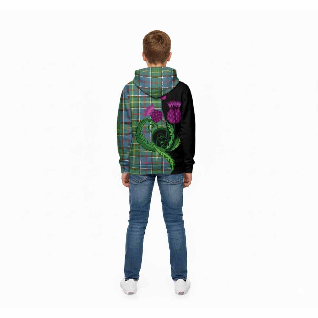 Colville Tartan Kid Hoodie Traditional Scottish Thistle